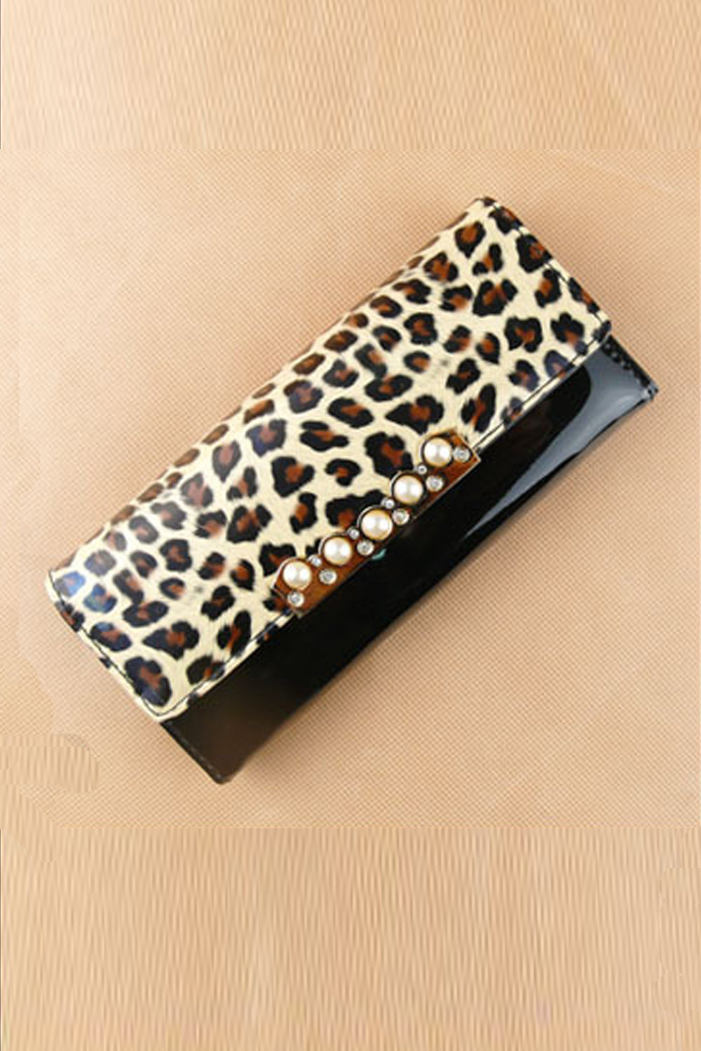 Women's New Design Leopard Printed  Leather Black Wallet