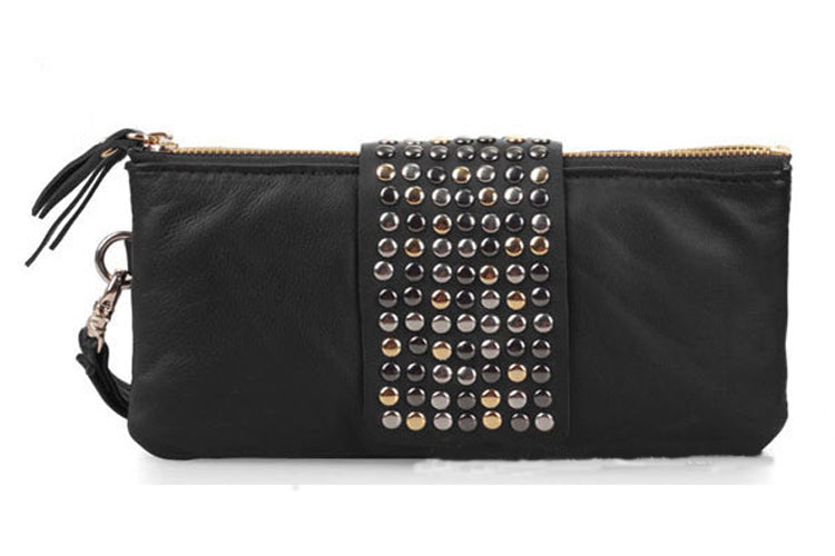 Women's New Fashion Evening Bag Rrivets Holding Black