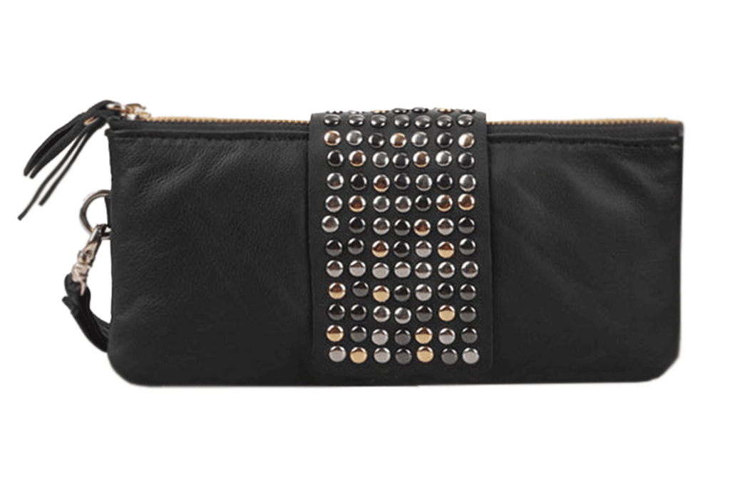 Women's New Fashion Evening Bag Rrivets Holding Black