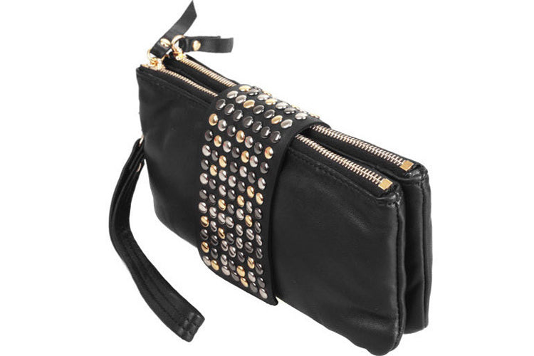 Women's New Fashion Evening Bag Rrivets Holding Black