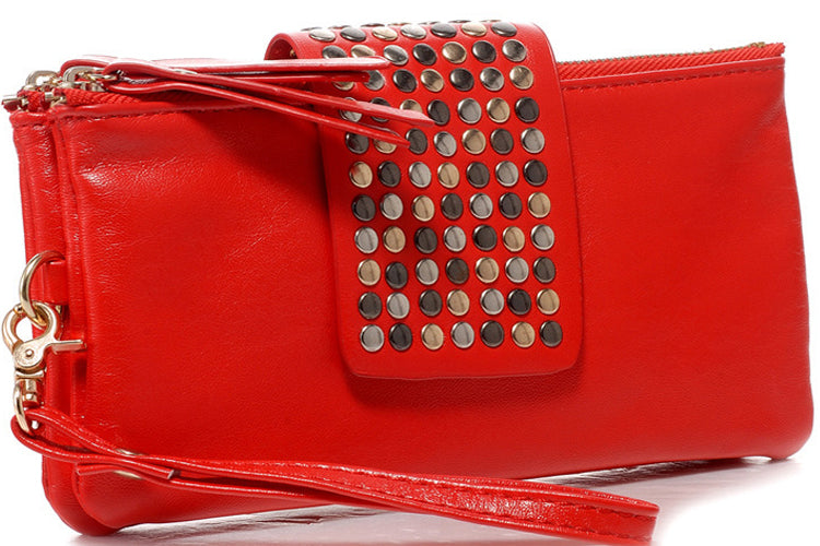 Women's New Fashion Evening Bag Rrivets Holding Red