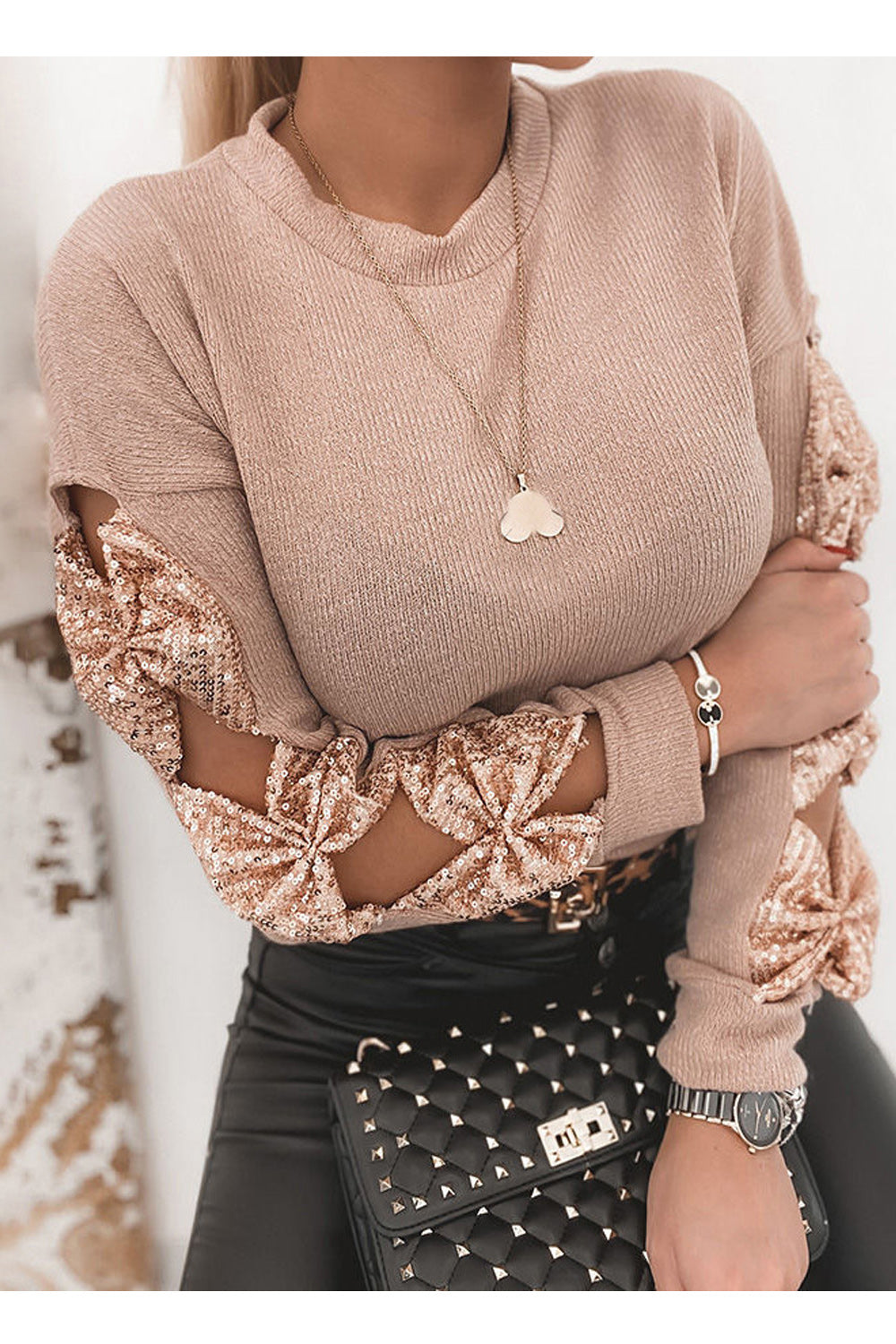 Women Easy Round Neck Solid Colored Long Sleeve Soft Breathable Shirt