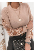 Women Easy Round Neck Solid Colored Long Sleeve Soft Breathable Shirt
