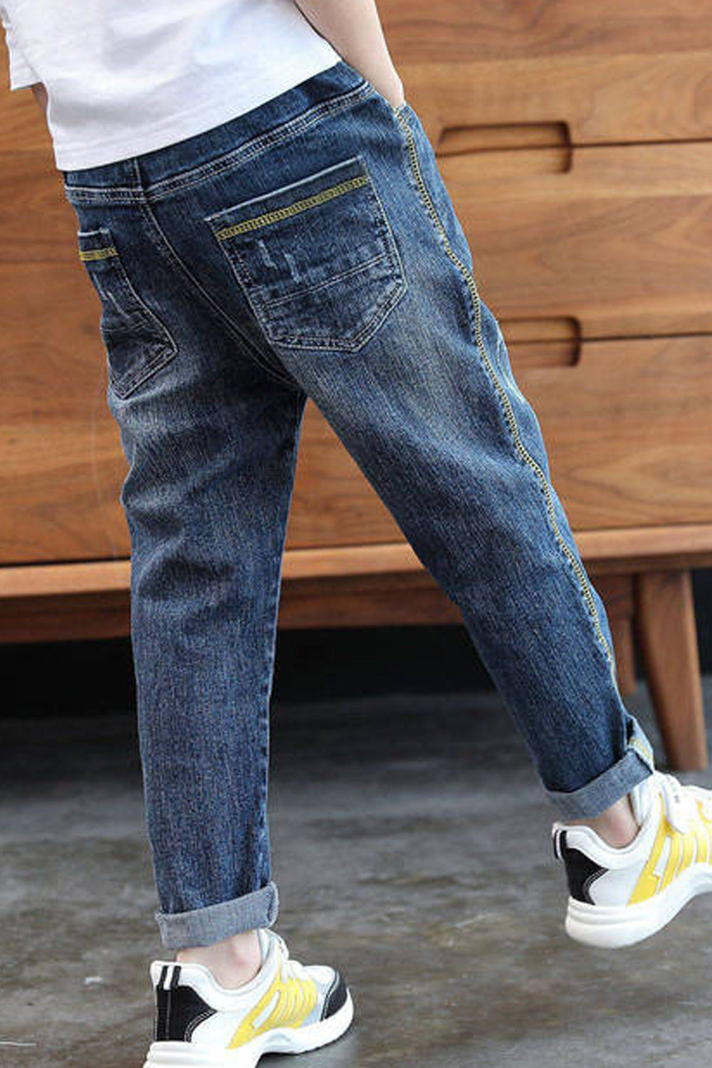 Kids Boys Cute Pocket Styling Relax Summer Outing Elastic Waist Denim Jeans