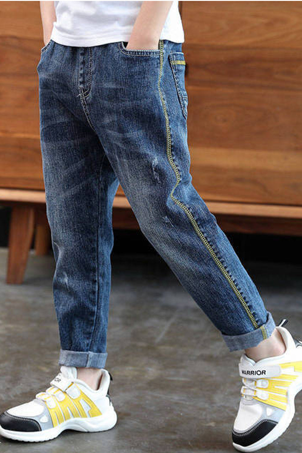 Kids Boys Cute Pocket Styling Relax Summer Outing Elastic Waist Denim Jeans