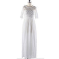 Women Winter Party Dresses Lace Designed Long Chiffon Wedding Dresses Prom Dress White