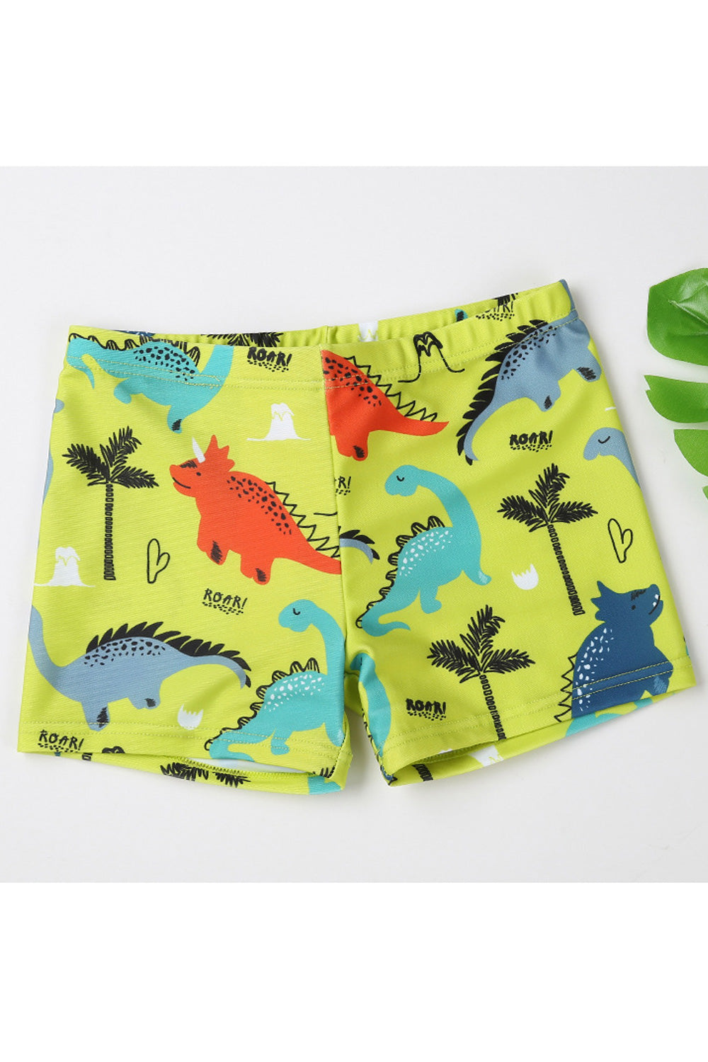 Kids Boys Beautiful Dinosaur Printed Elastic Waist Lightweight Easy Swimwear Shorts