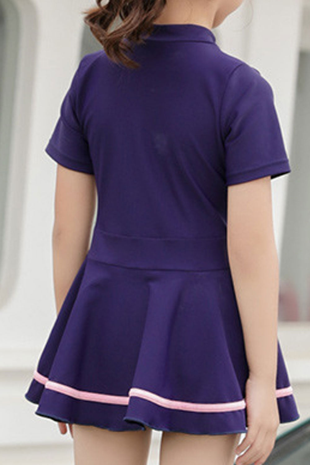 Baby Girls Halter Style Short Sleeve Quick Drying One Piece Swimwear