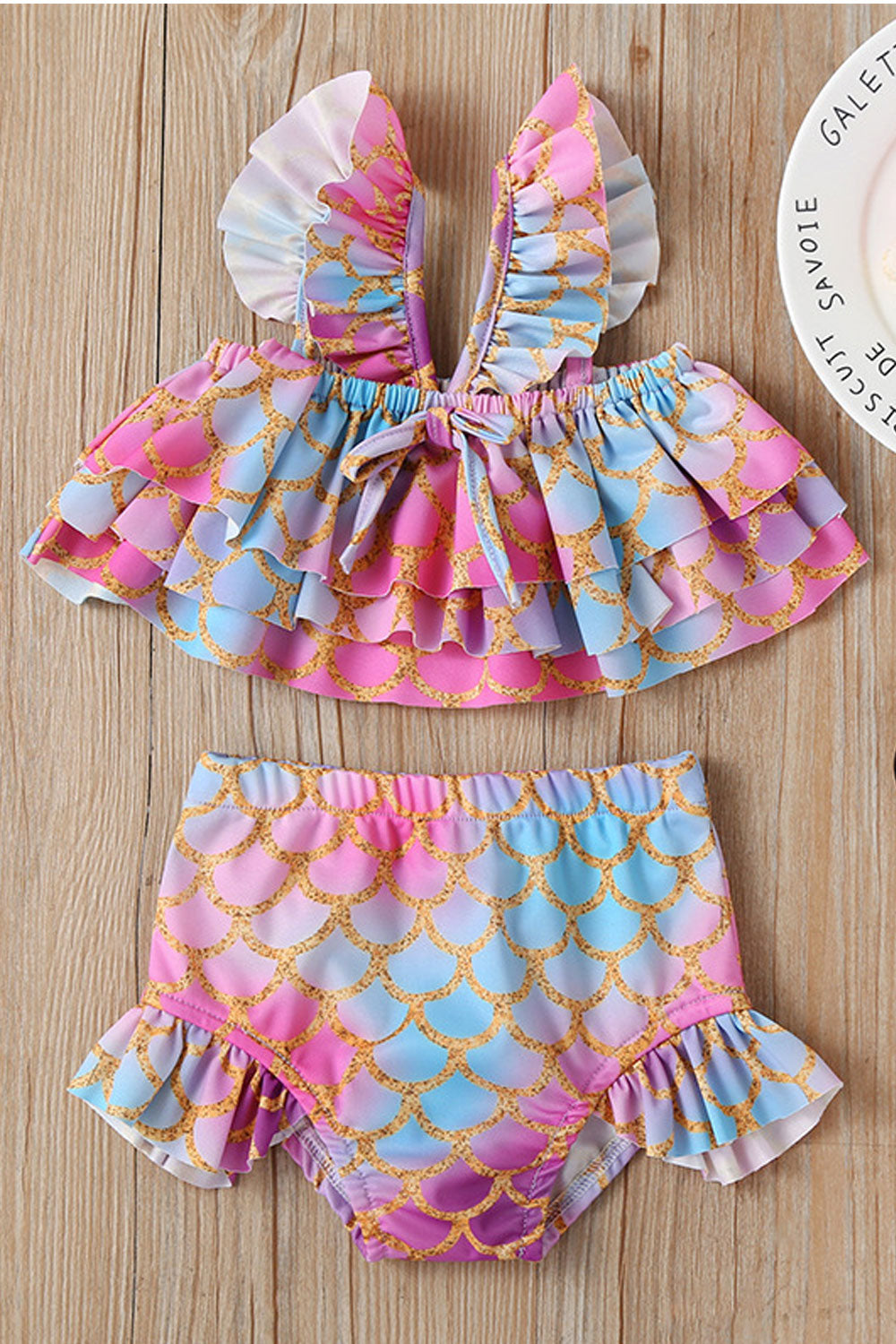 Baby Girls Fashion Printed Ruffled Two Piece Summer Swimwear