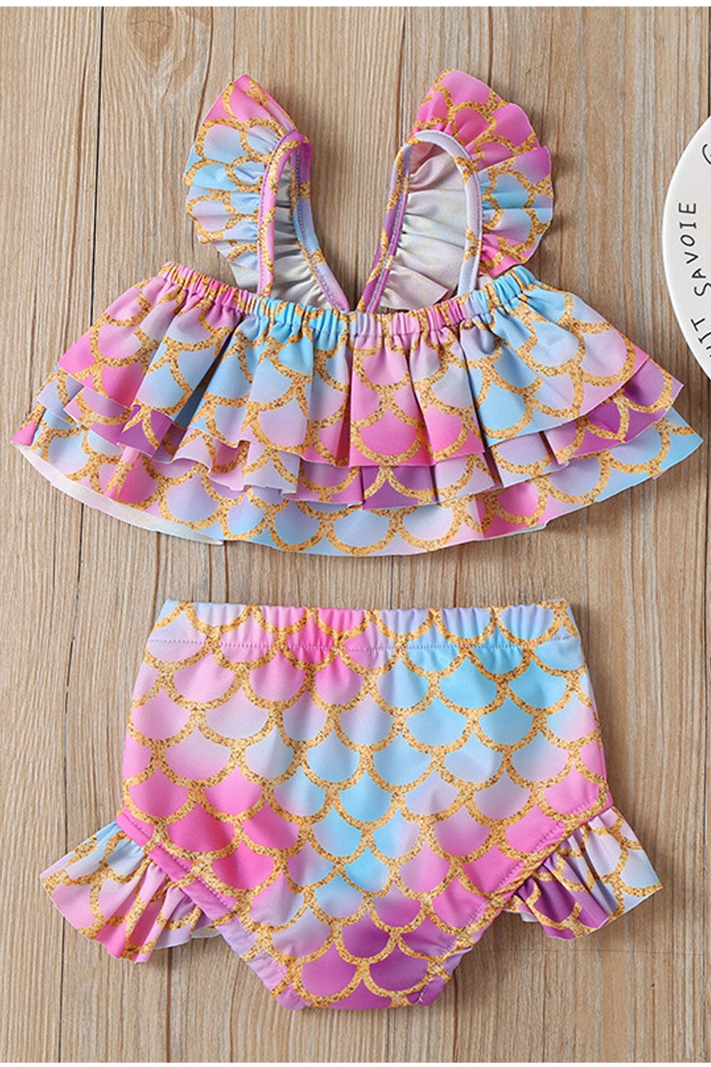 Baby Girls Fashion Printed Ruffled Two Piece Summer Swimwear