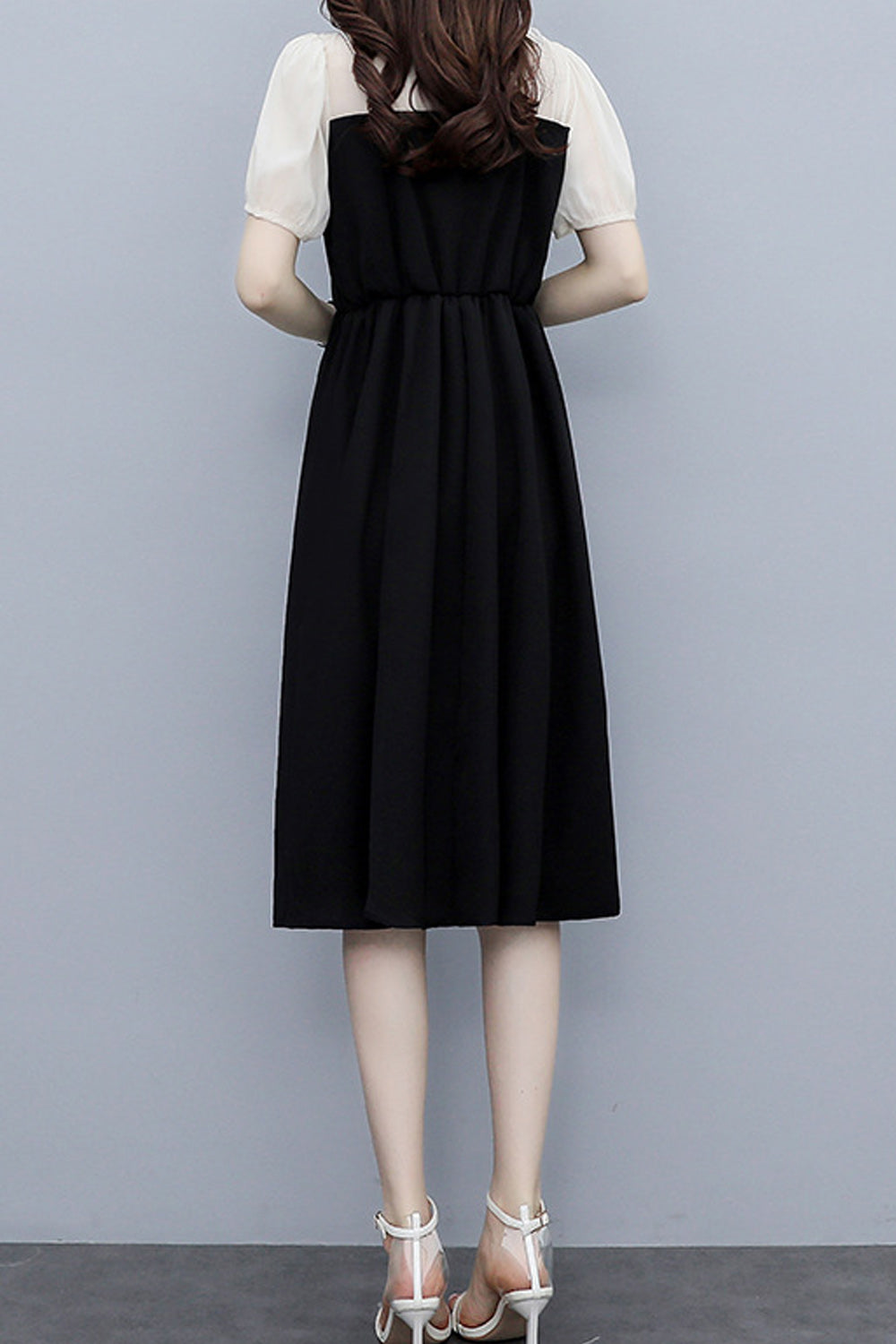 Women Soft Solid Pattern Mid Length Casual Short Sleeve Beautiful Dress