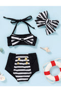 Toddler Girls Cute Elastic Waist Two Piece Strap Neck Swimsuit