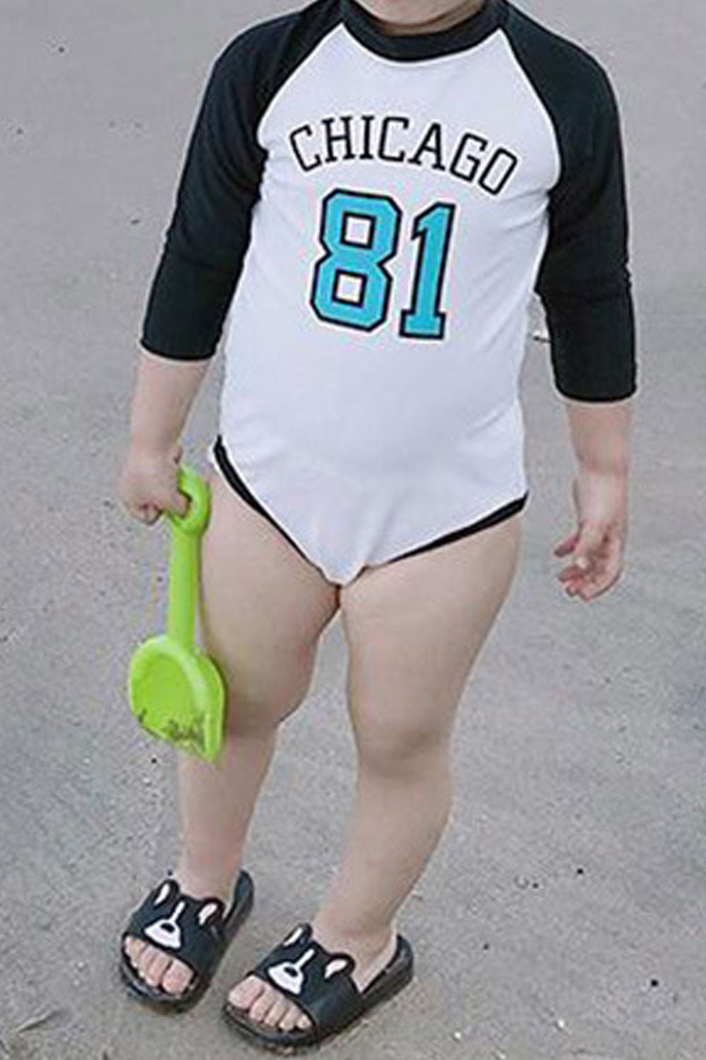 Toddler Girls Long Sleeve Round Neck Printed Style One Piece Soft Swimsuit