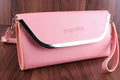 Women's Pink Hand Clutch Wallet With Metal Frame