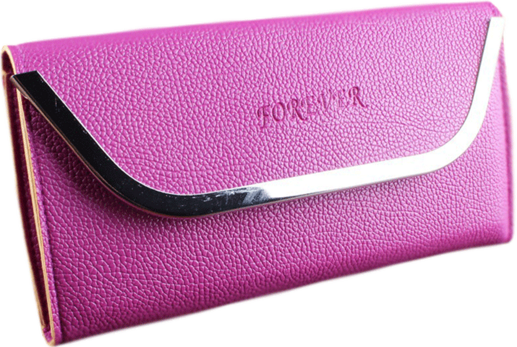 Women's Purple Hand Clutch Wallet With Metal Frame