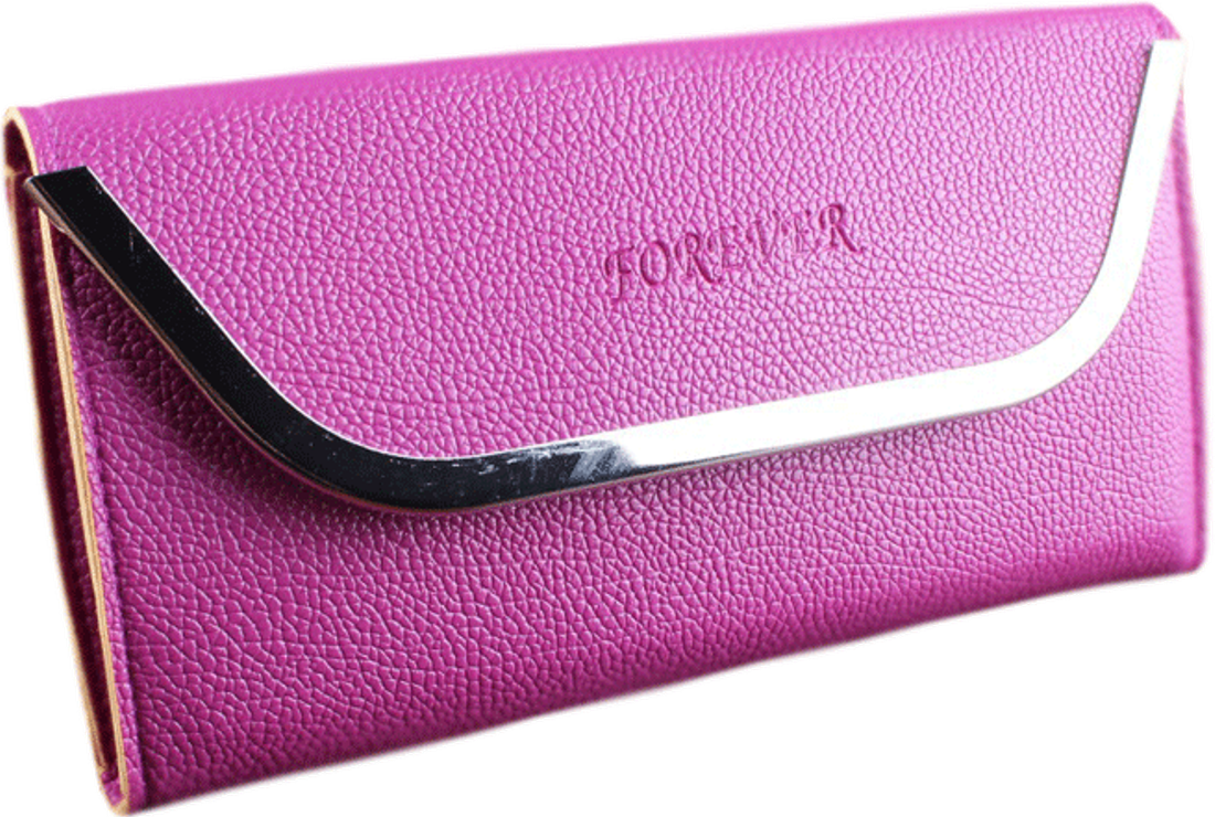 Women's Purple Hand Clutch Wallet With Metal Frame