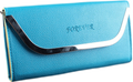 Women's Blue Hand Clutch Wallet With Metal Frame