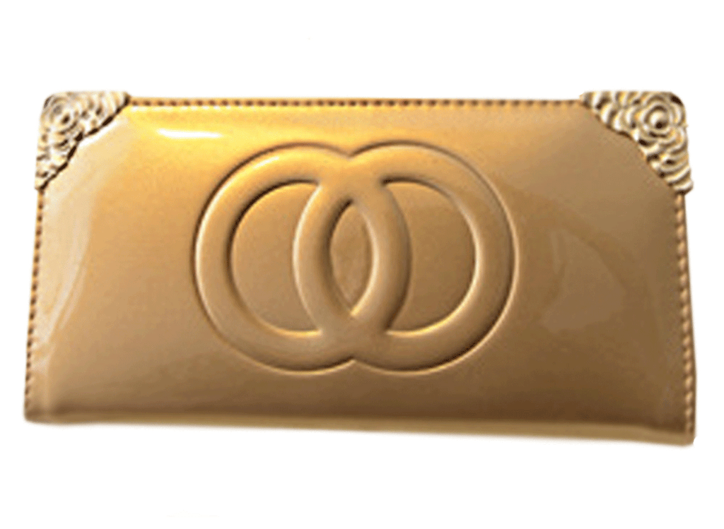 Women's Dual Ring Clutch PU Leather Wallet Beige