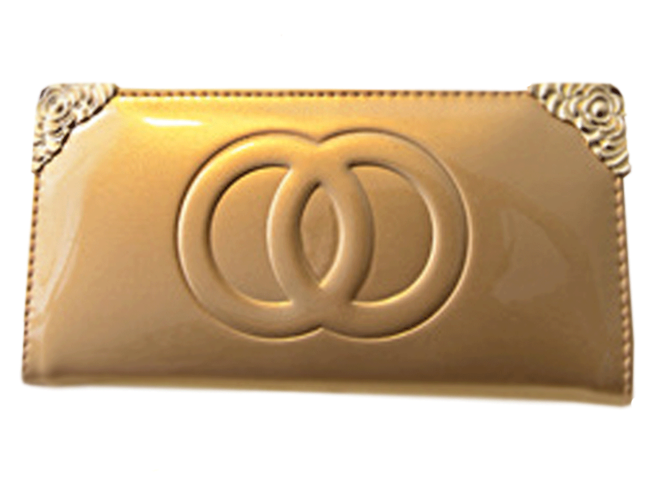 Women's Dual Ring Clutch PU Leather Wallet Beige