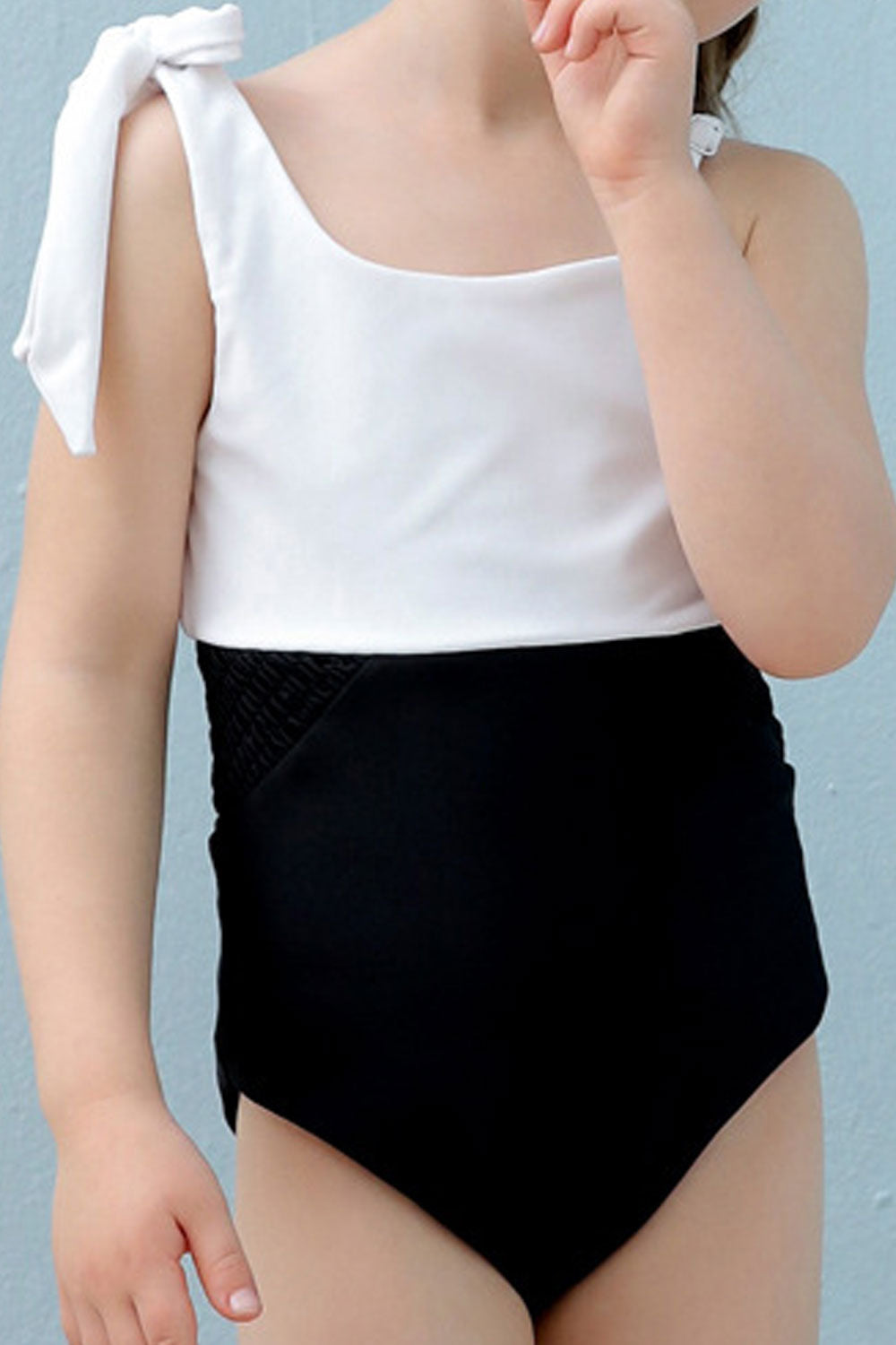 Toddler Girls Elegant Solid Colored Cute One Piece Swimsuit