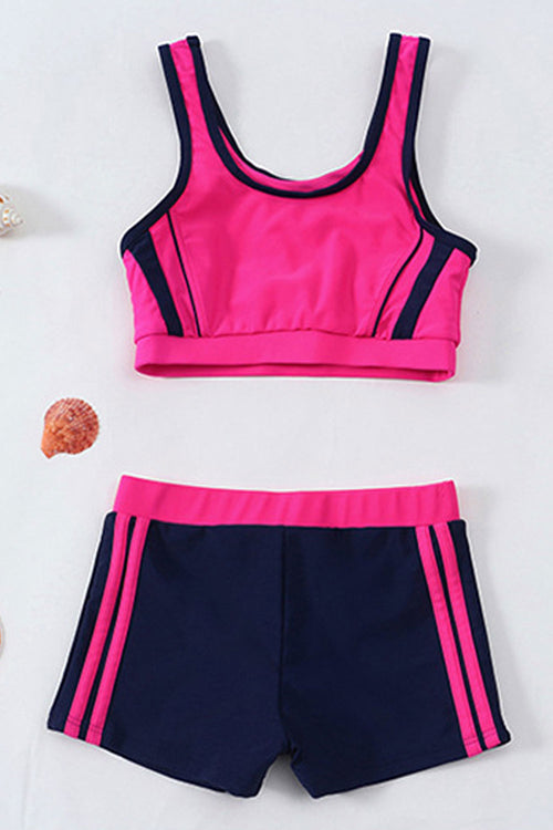 Baby Girls Flexible Contrast Color Beach Out Two Piece Swimwear