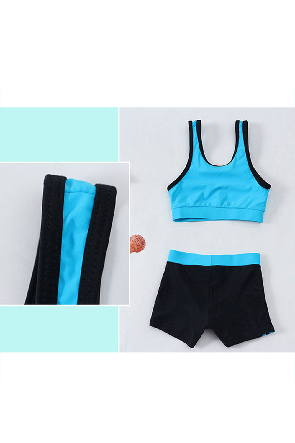 Baby Girls Flexible Contrast Color Beach Out Two Piece Swimwear