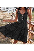 Women Deep V-Neck Superb Sleeveless Solid Colored Soft Summer Season Dress