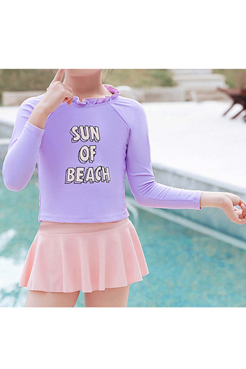 Baby Girls Long Sleeve Letter Printed Beach Out Two Piece Swimwear