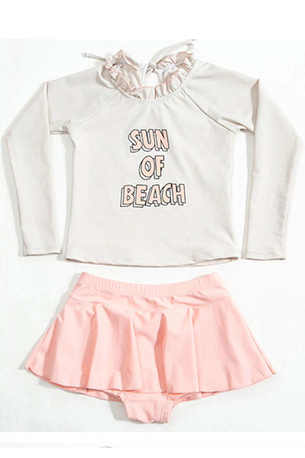Baby Girls Long Sleeve Letter Printed Beach Out Two Piece Swimwear