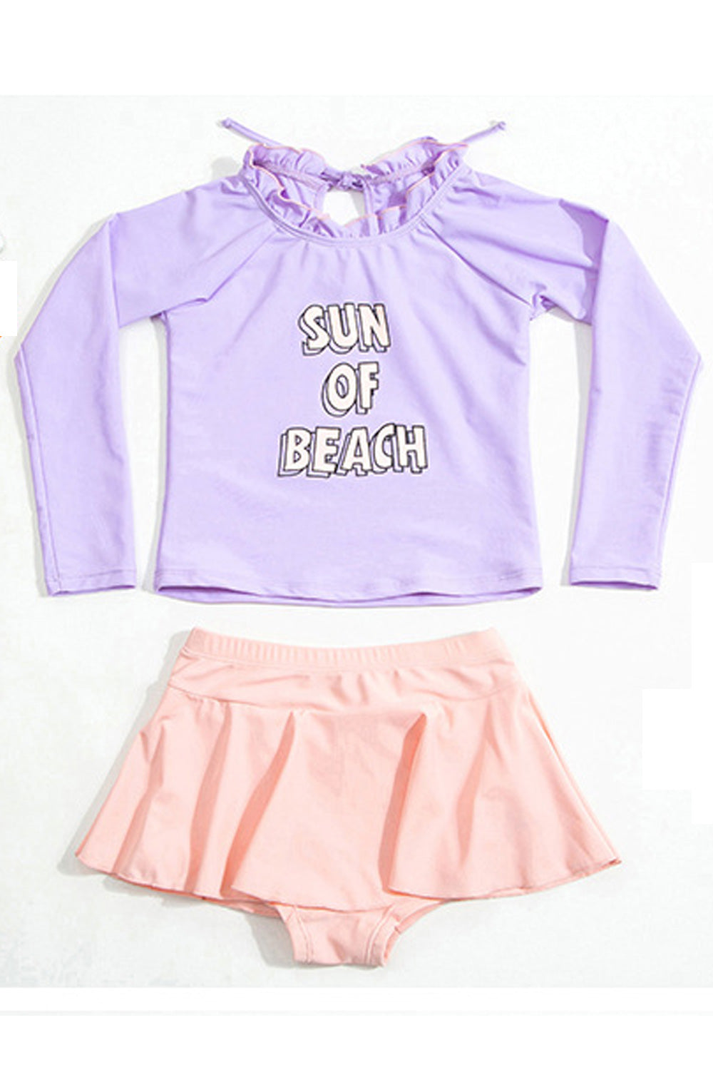 Baby Girls Long Sleeve Letter Printed Beach Out Two Piece Swimwear