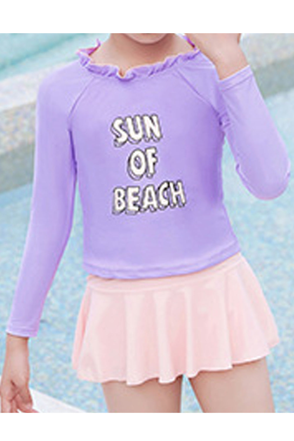 Baby Girls Long Sleeve Letter Printed Beach Out Two Piece Swimwear