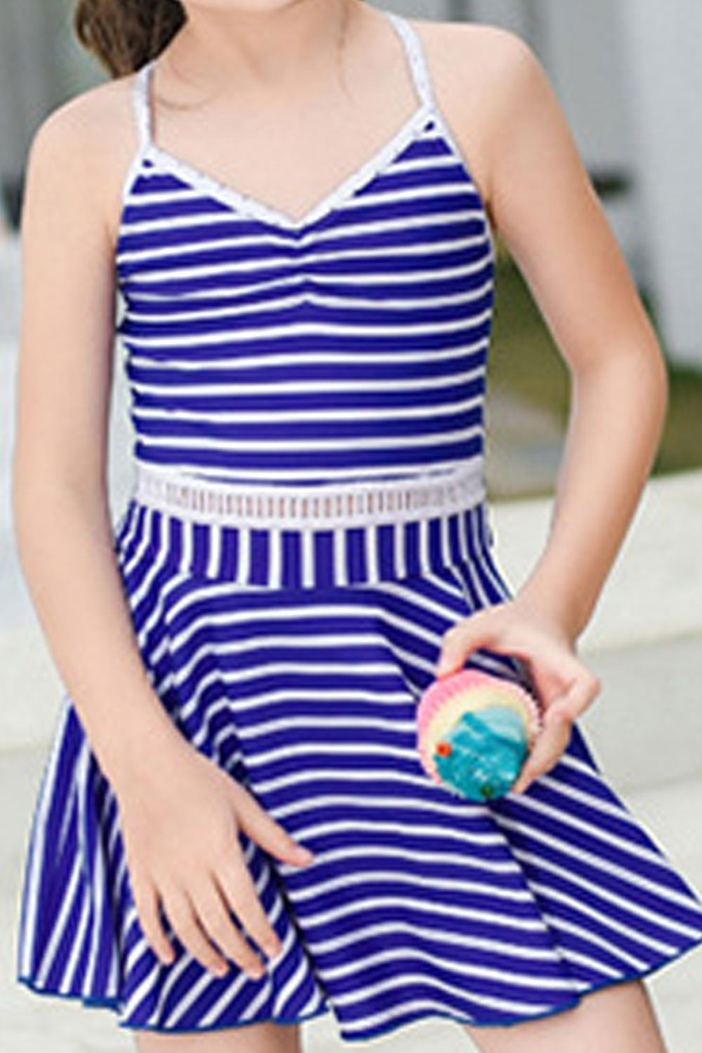 Toddler Girls Trendy Striped Pattern One Piece Soft Breathable Swimsuit