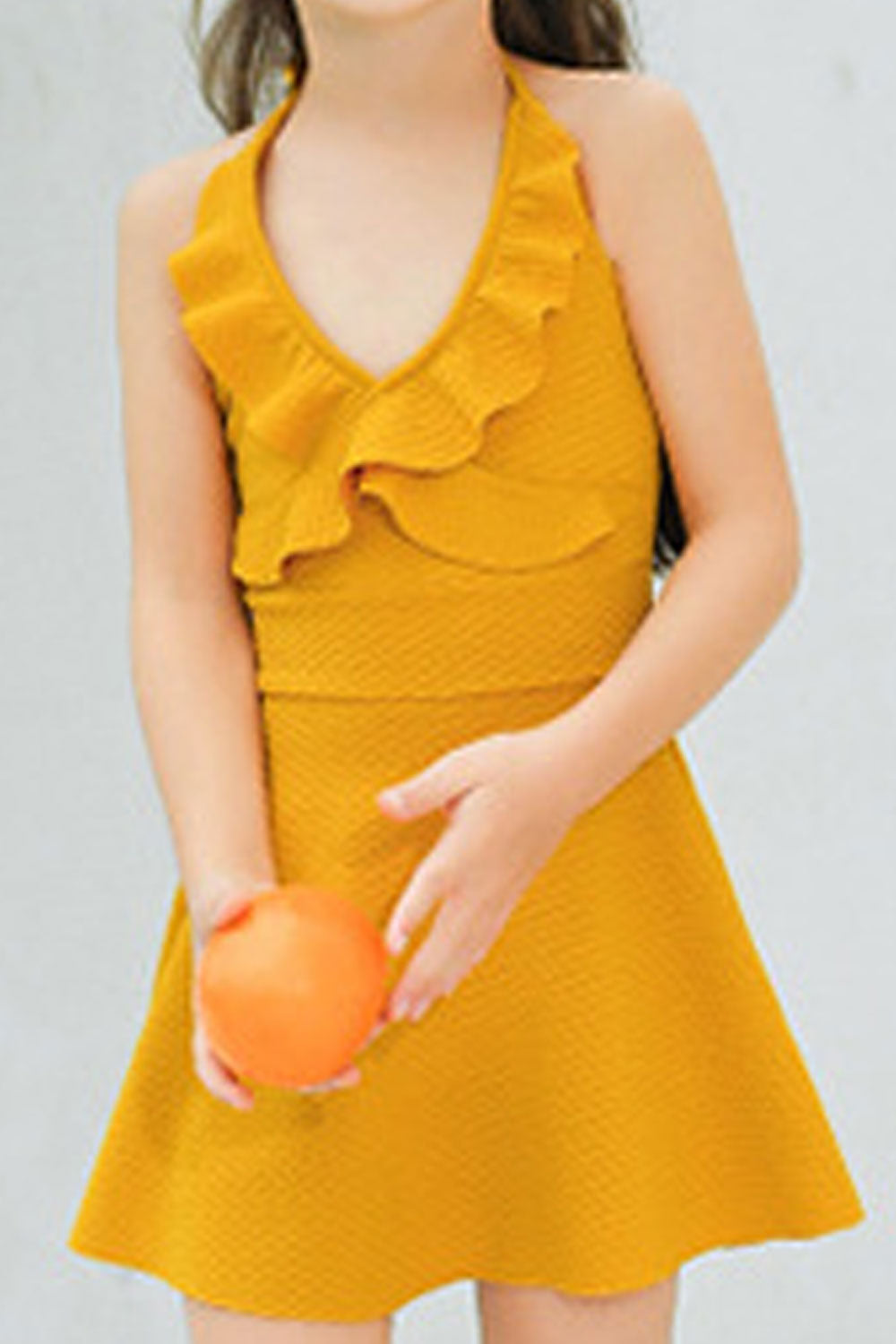 Baby Girls Halter Tie Ruffle Decoration One Piece Swimwear