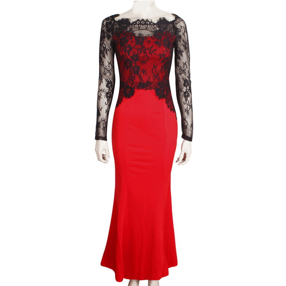 Women's Big Swing Lace Design Fishtail Skirt Style Long Dress
