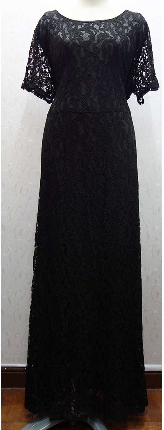 Women Back Zip Fastening Lace Long Plus Size Dress
