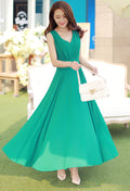Women Chiffon Long Pleated Skirt Gown Dress