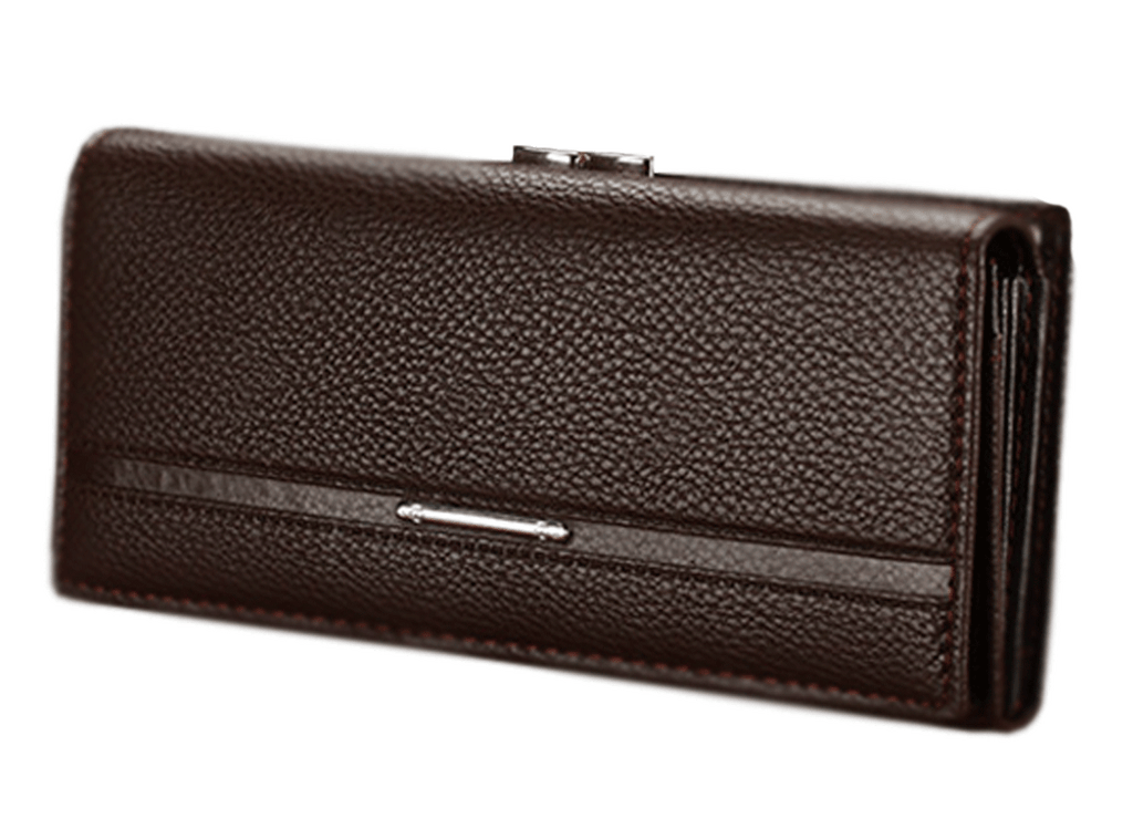 Women's Ladies Leather Wallet Long Section Of Multi-Card Coffee