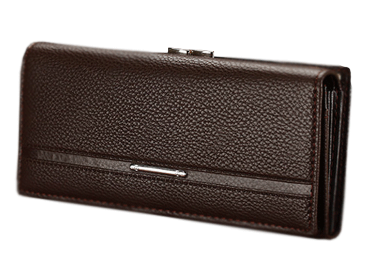 Women's Ladies Leather Wallet Long Section Of Multi-Card Coffee