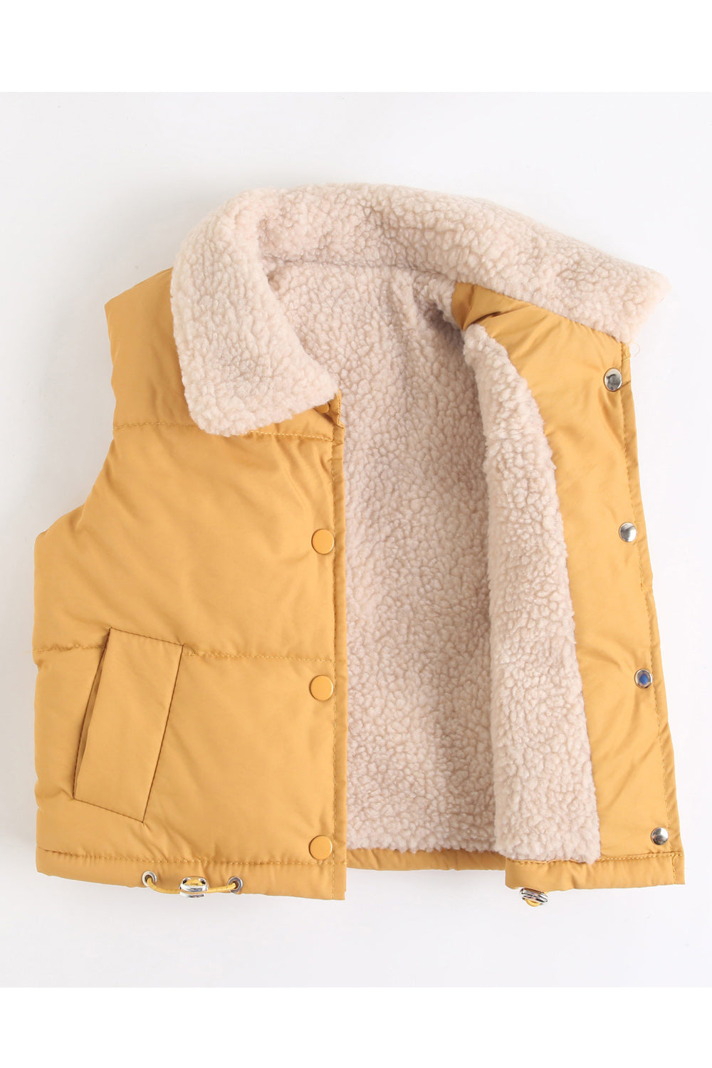 Kids Boys Sleeveless Thin Winter Snap Button Solid Pattern Collar Neck Cute Vest Jacket
