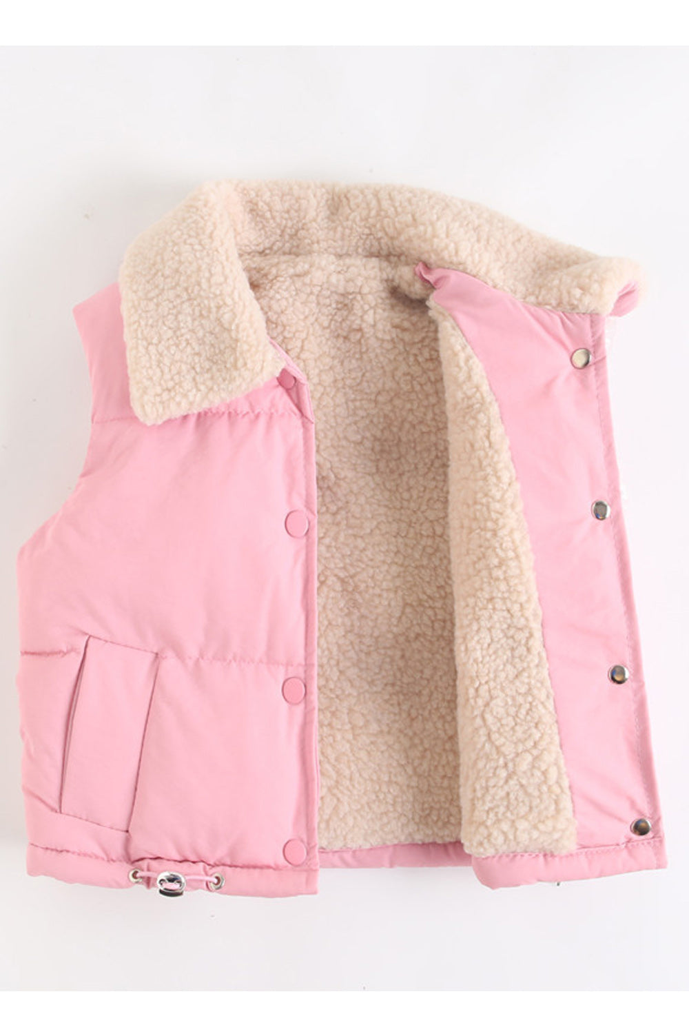 Kids Boys Sleeveless Thin Winter Snap Button Solid Pattern Collar Neck Cute Vest Jacket