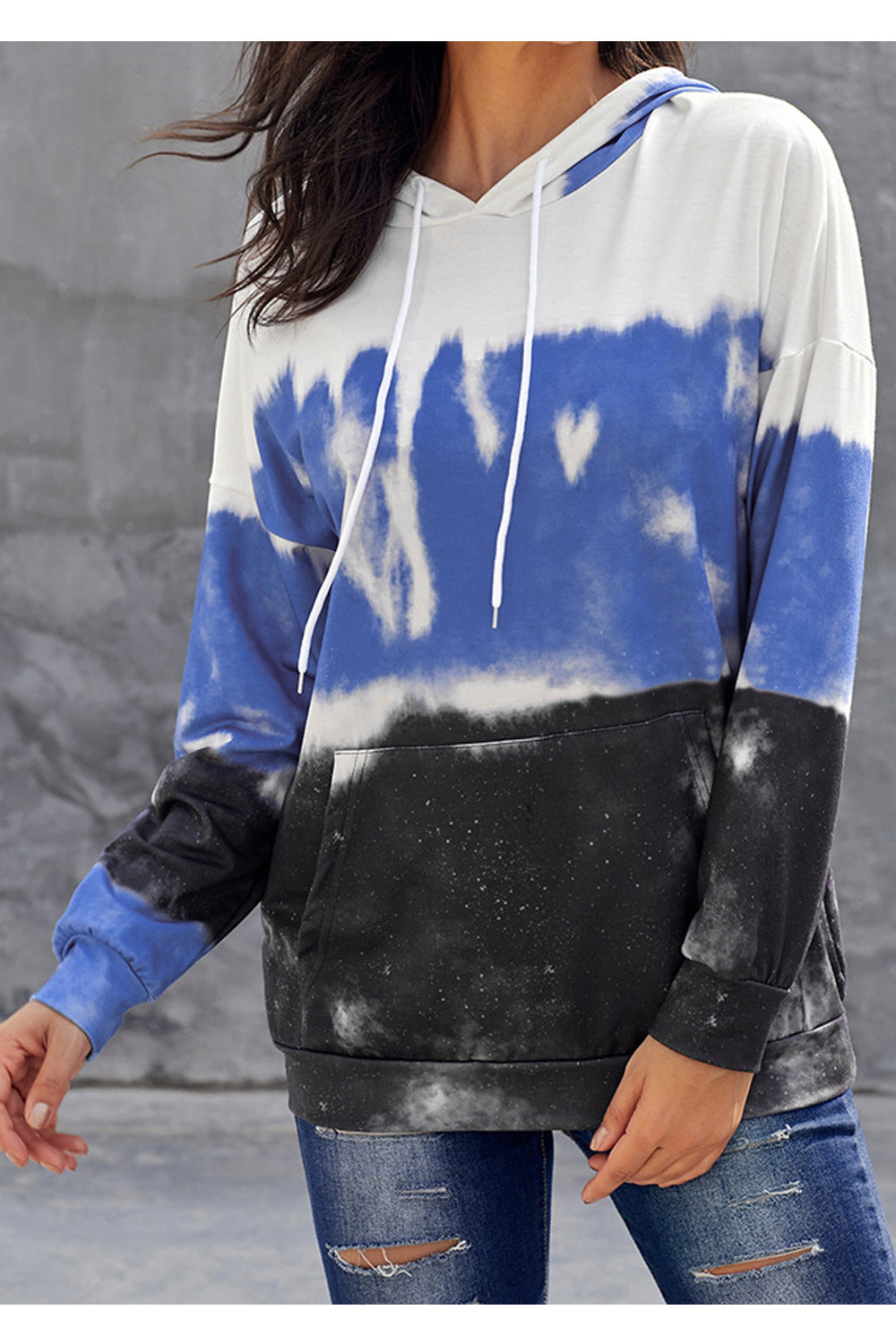 Women Charming Contrast Colored Hooded Neck Long Sleeve Sweatshirt