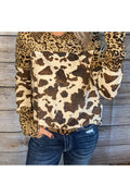 Women Fashionable Leopard Printed High Neck Sweatshirt