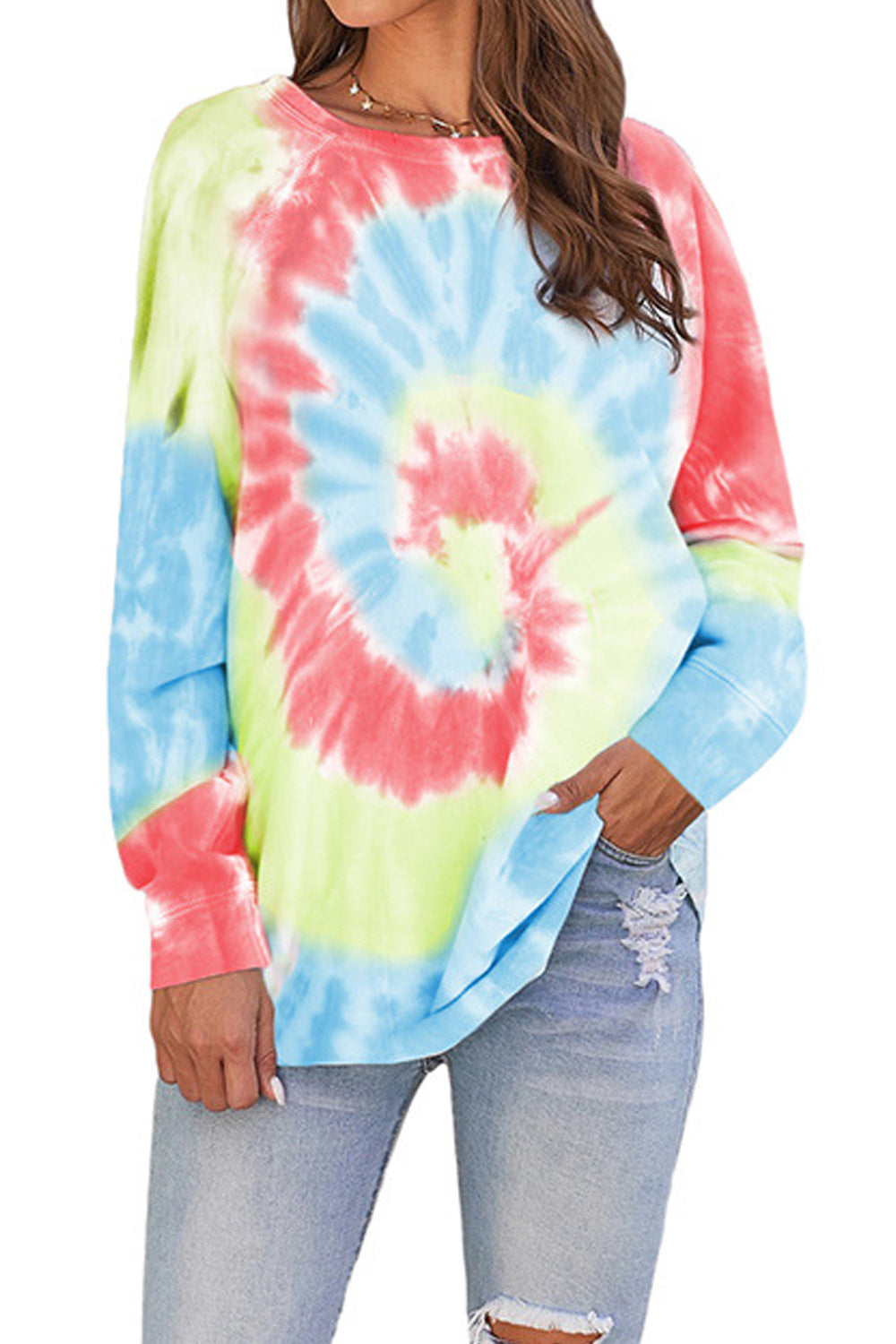 Women Fashionable Dying Printed Warm Sweatshirt