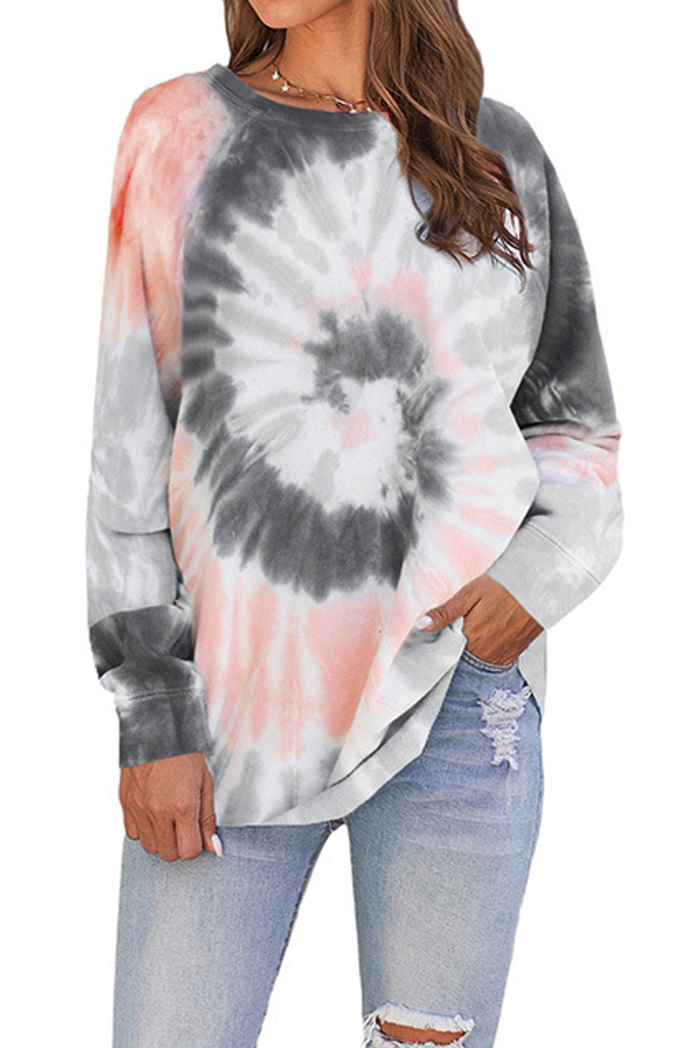Women Fashionable Dying Printed Warm Sweatshirt
