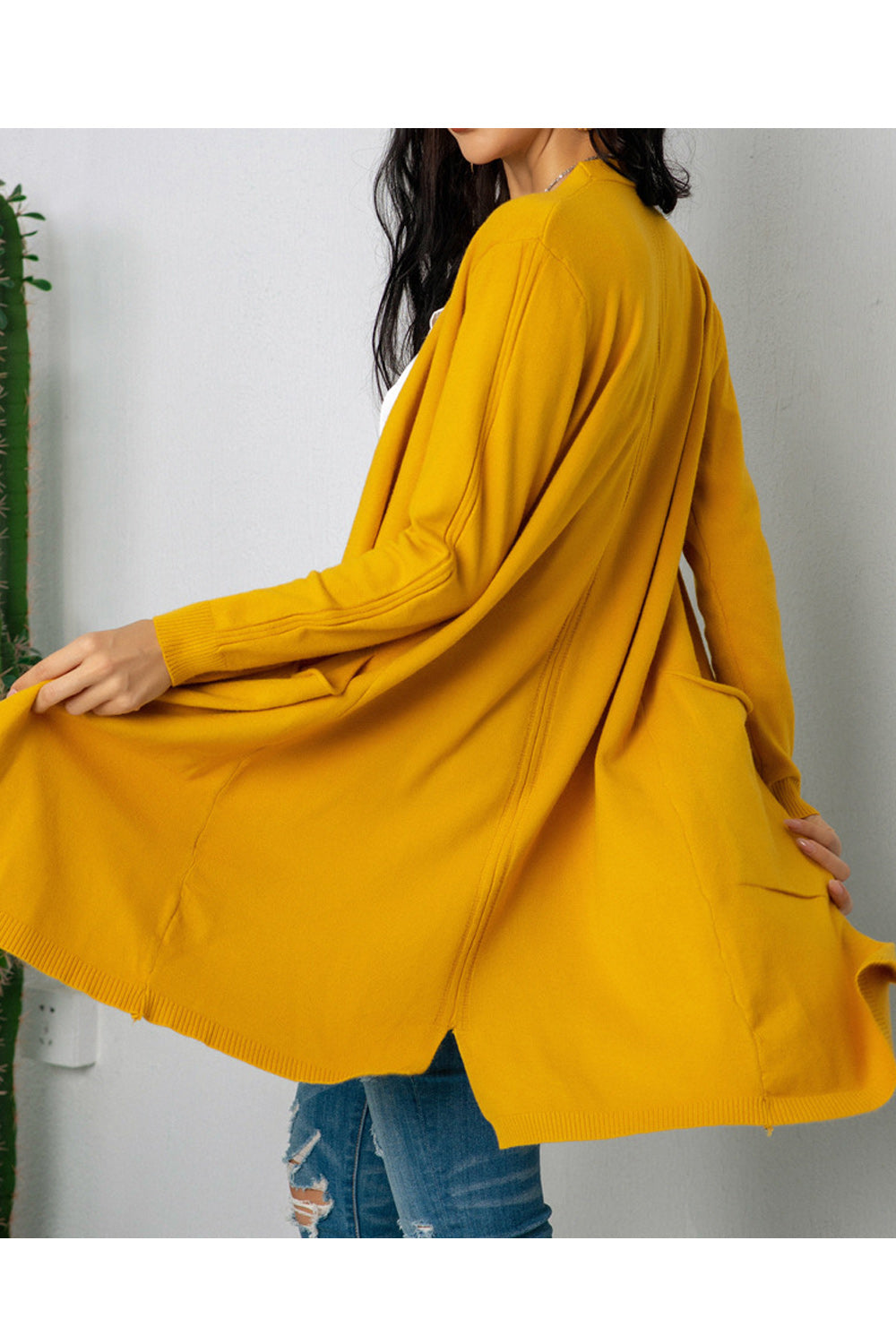 Women Elegant Simple Solid Colored Warm Breathable Cardigan