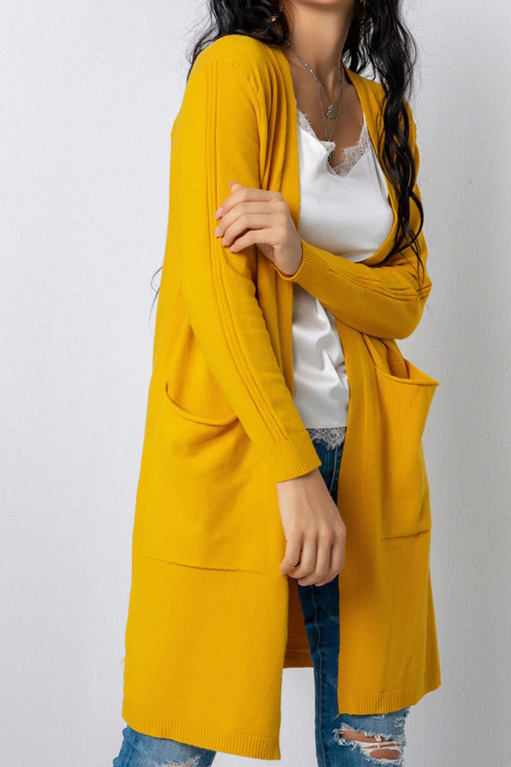 Women Elegant Simple Solid Colored Warm Breathable Cardigan