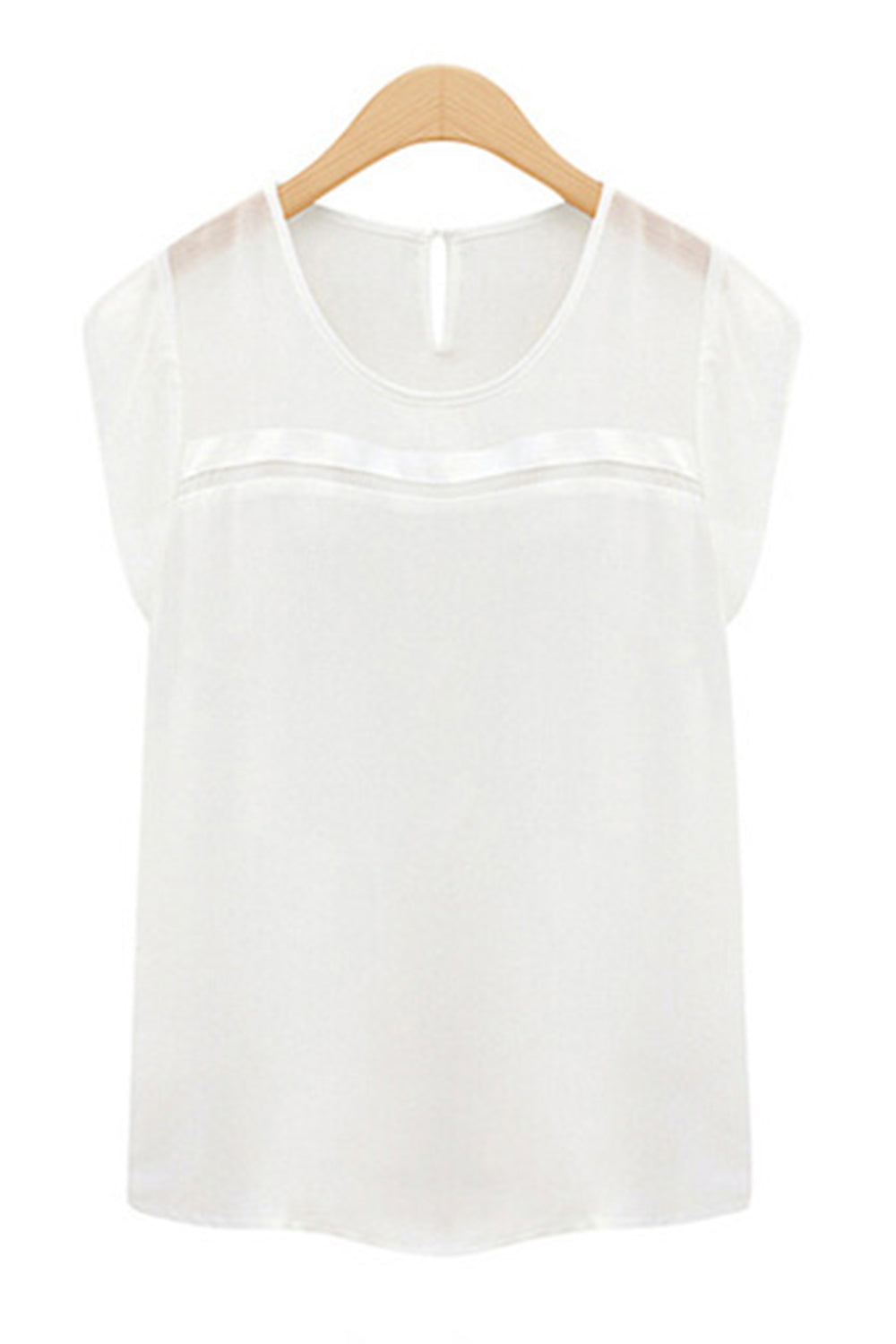 Women Short Loose Sleeves Chiffon Casual Blouse White