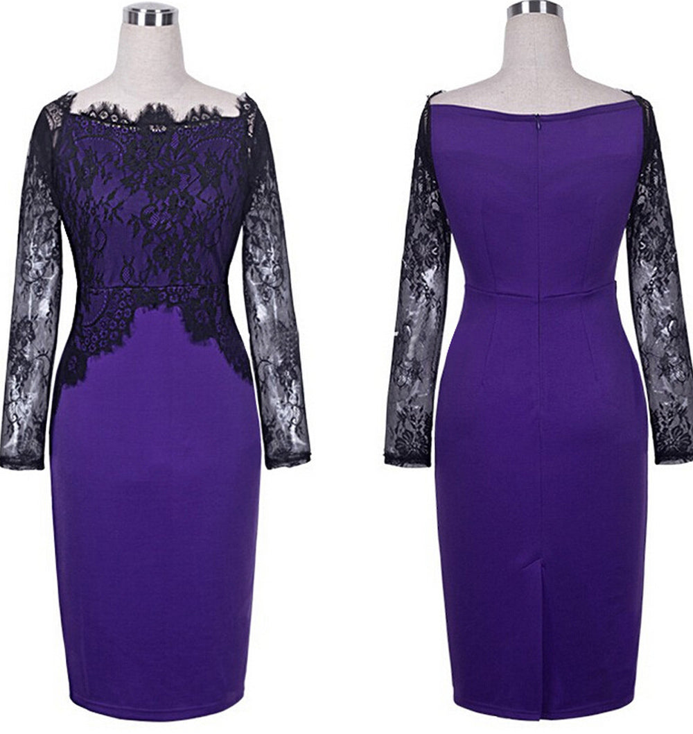 Women's Lace Design Neck Full Sleeves Dress