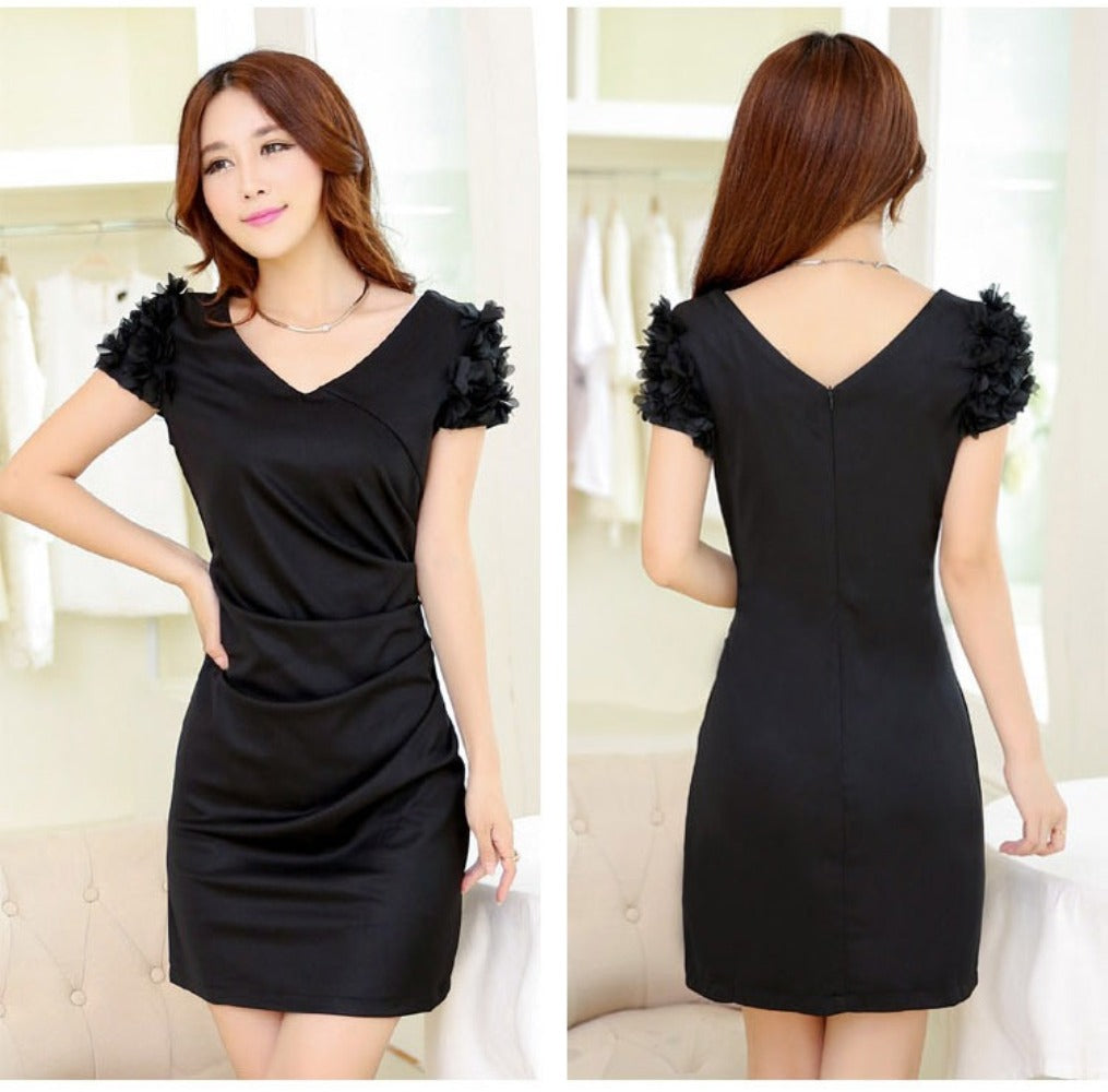 Women's Bodycon V-Neck Party Dress Black
