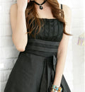 Women Sleeveless Waist Binding Party Dress Black